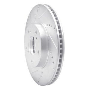 Honda Civic Brake Rotor (1) - Front Left - R1 Concepts - Drilled & Slotted - Silver - `16-`25